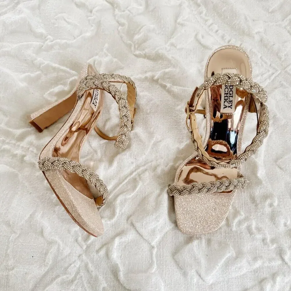 Badgley Miischka Fennel Braided Spool Heel Size 7.5